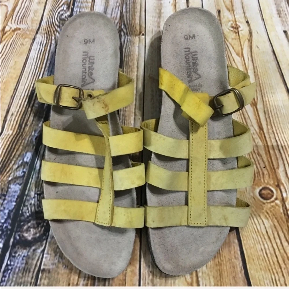 White Mountain Leather Slip On Sandals